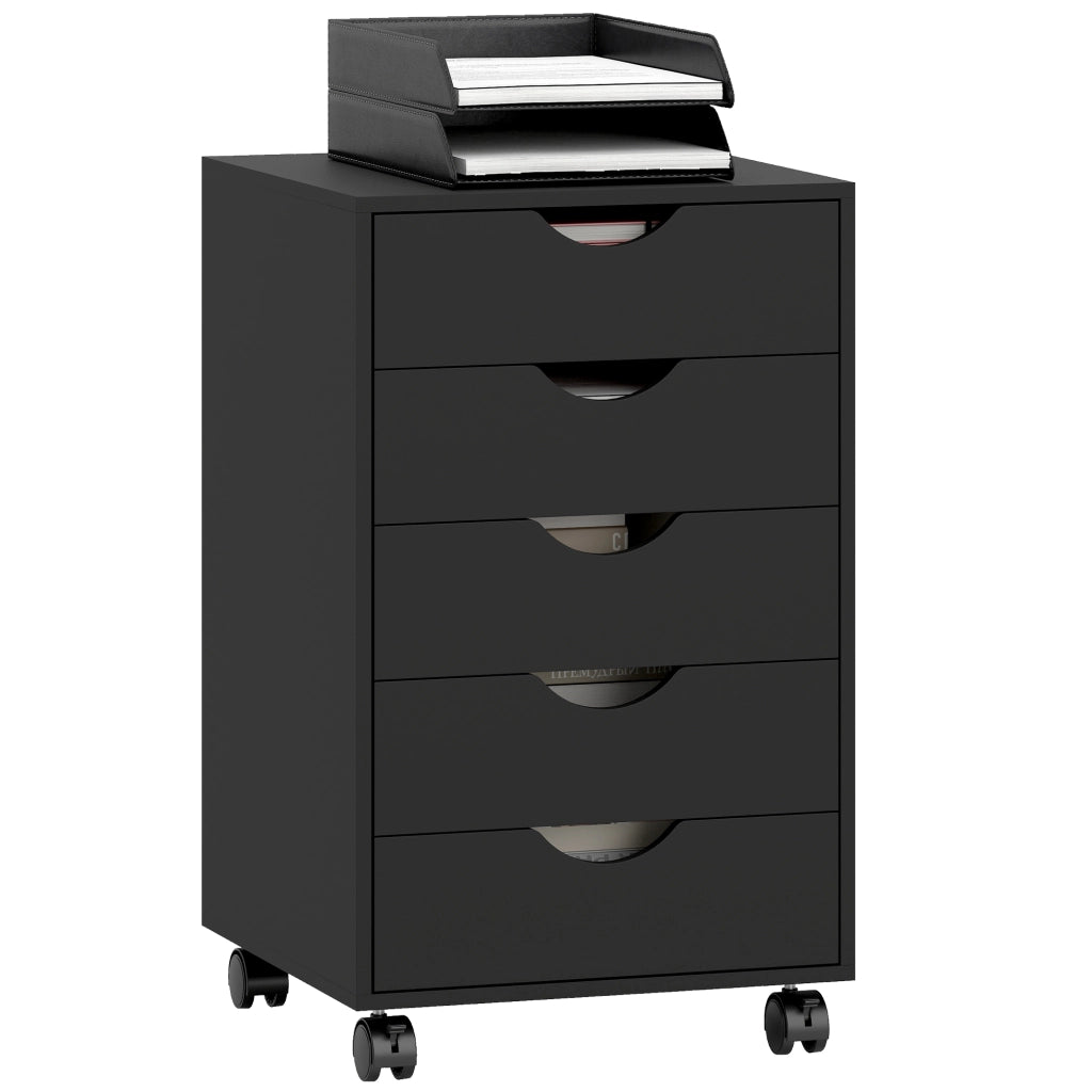 Scrivania con Cassettiera Mobile ¨C Minimal ¨C 5 Cassetti, Nero, 40x40x67 cm