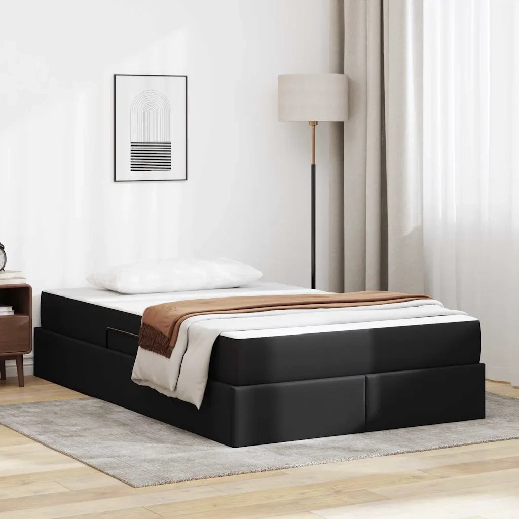 Letto con contenitore e materasso 2 pcs Nero Pelle 3399604