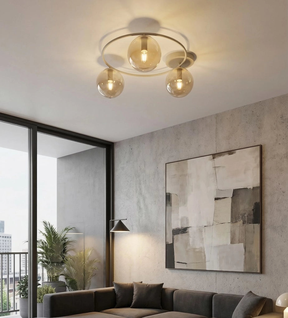 Lampada da soffitto SOPRA 3xE14 vetro beige Emibig