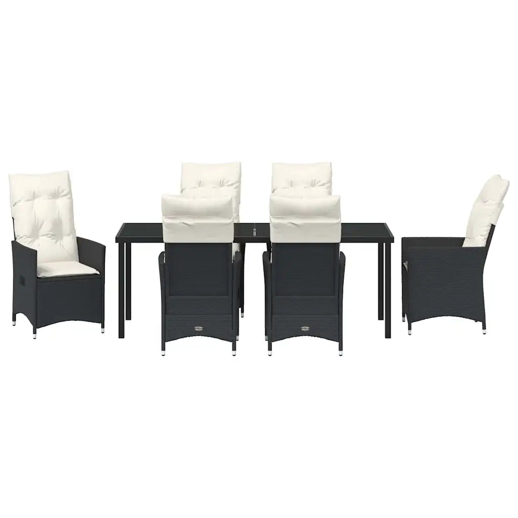 Set da Pranzo per Giardino con cuscino 7 pcs Nero polyrattan 3379539