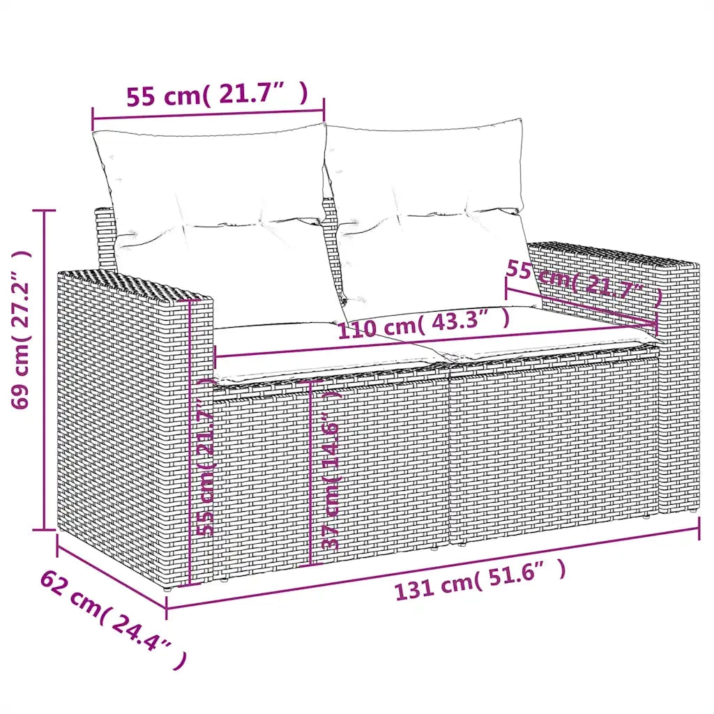 Set Divano da Giardino 5pz con Cuscini Grigio Chiaro Polyrattan 3267102