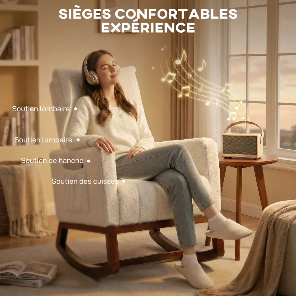 Poltrona a Dondolo Imbottita ¨C Minimal ¨C Crema