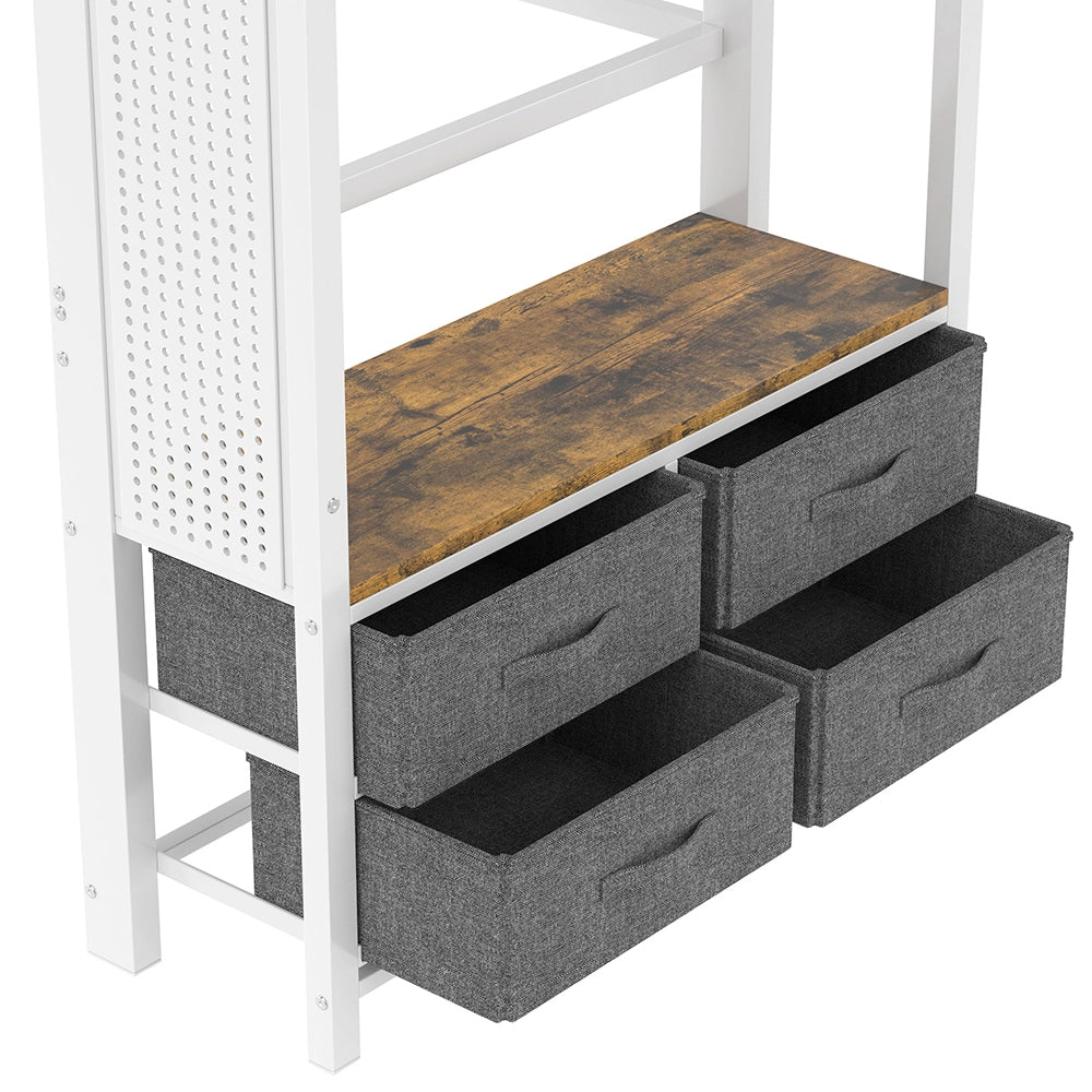 Letto a soppalco - Xylo - 90x200 cm 4 cassetti USB bianco