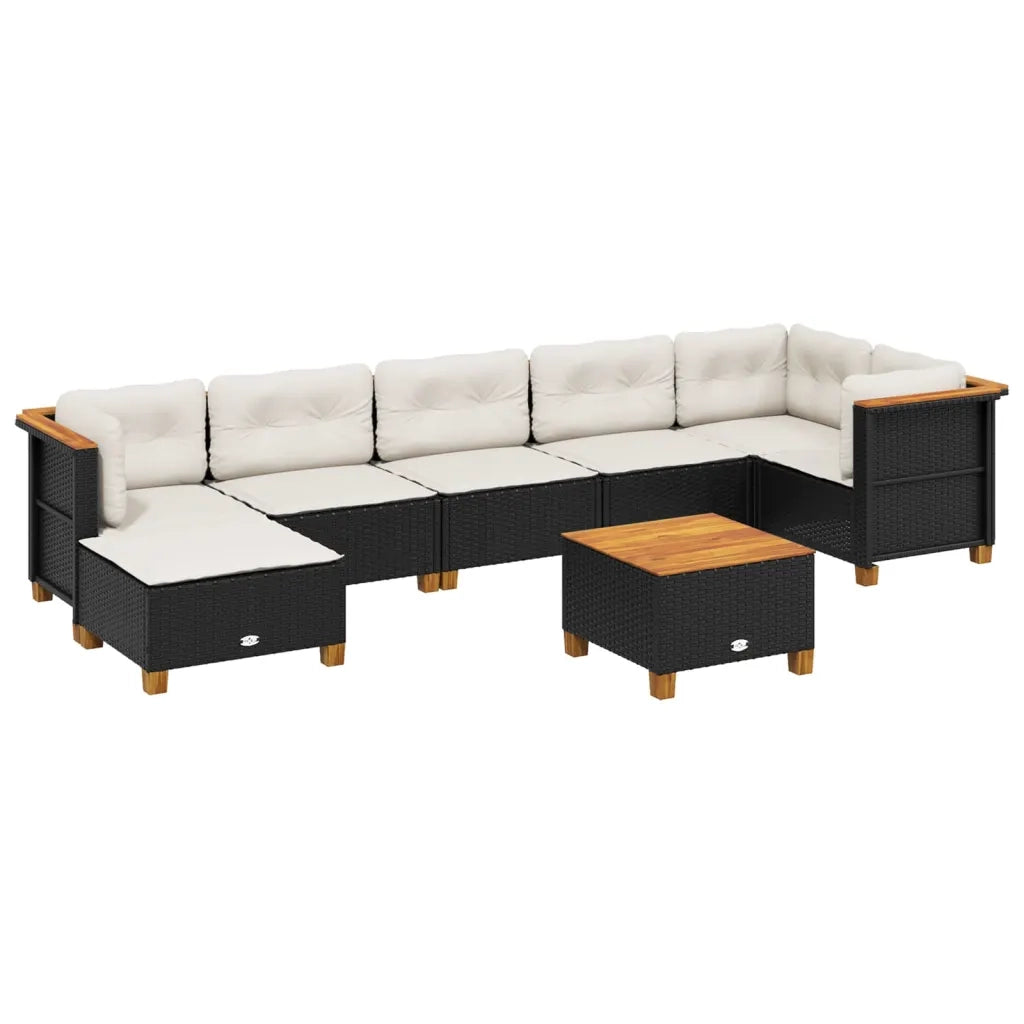 Set Divani da Giardino con Cuscini 8 pz Nero in Polyrattan 3261929