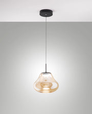 Lampada a Sospensione Deva Ø250mm Ambra, LED 14W 1510lm CCT Dimmerabile, Struttura in Metallo e Vetro Borosilicato - Deva