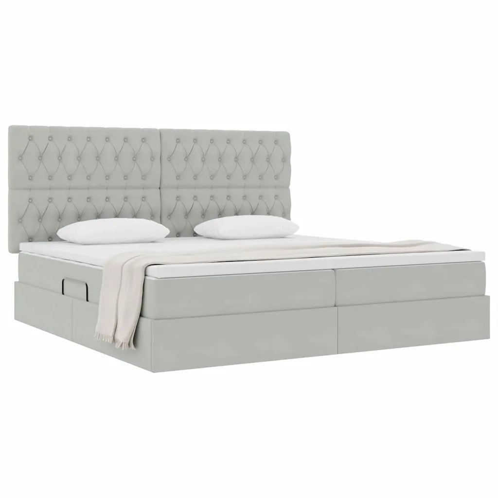 Letto con contenitore e materasso Grigio chiaro 200 x 200 cm 3372111