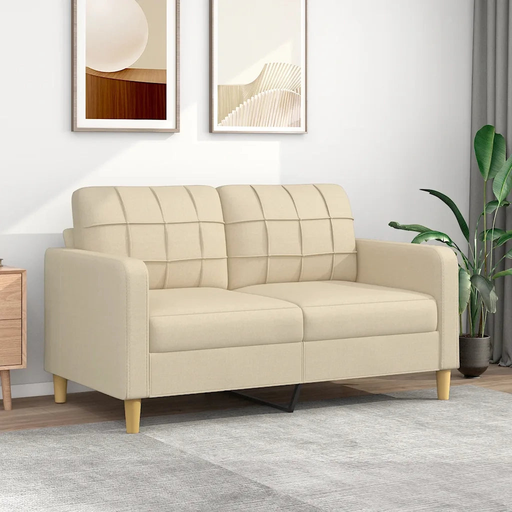 Divano a 2 Posti-Sofa 2 Posti Crema 140 cm in Tessuto 689093