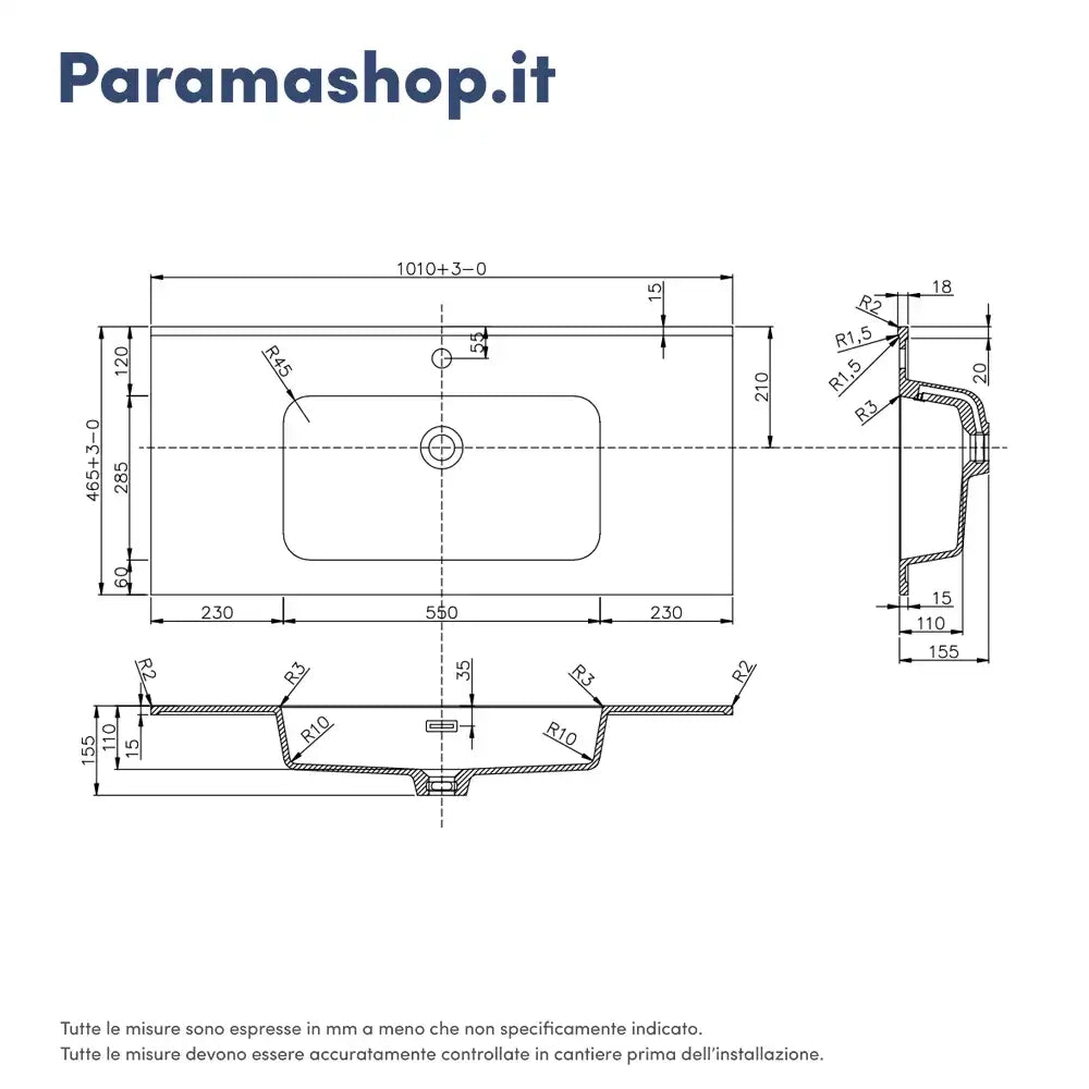 Mobile da bagno sospeso 100cm rovere chiaro con lavabo e specchio | Hana