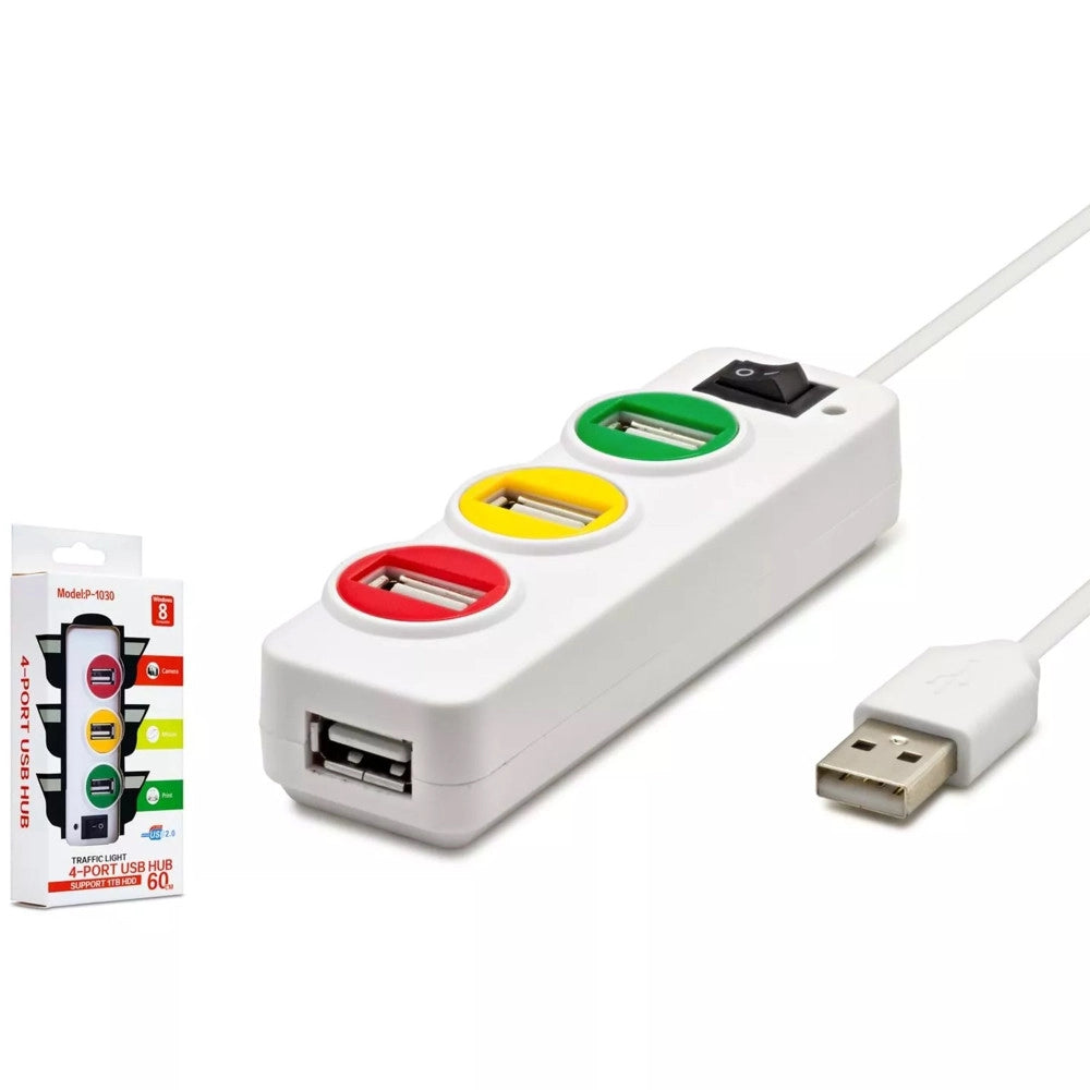 Trade Shop - Multipresa Scarpetta Hub 4 Porte Usb 2.0 Con Interruttore Trasferimento Dati 1tb -