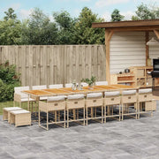 Set da Pranzo da Giardino 17 pz con Cuscini Beige in Polyrattan 3278139