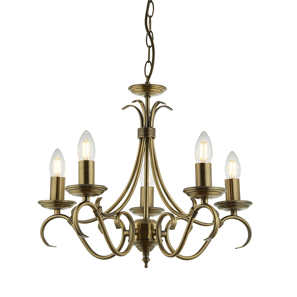 Lampadario Bernice Endon ottone antico 5xE14 dimmerabile