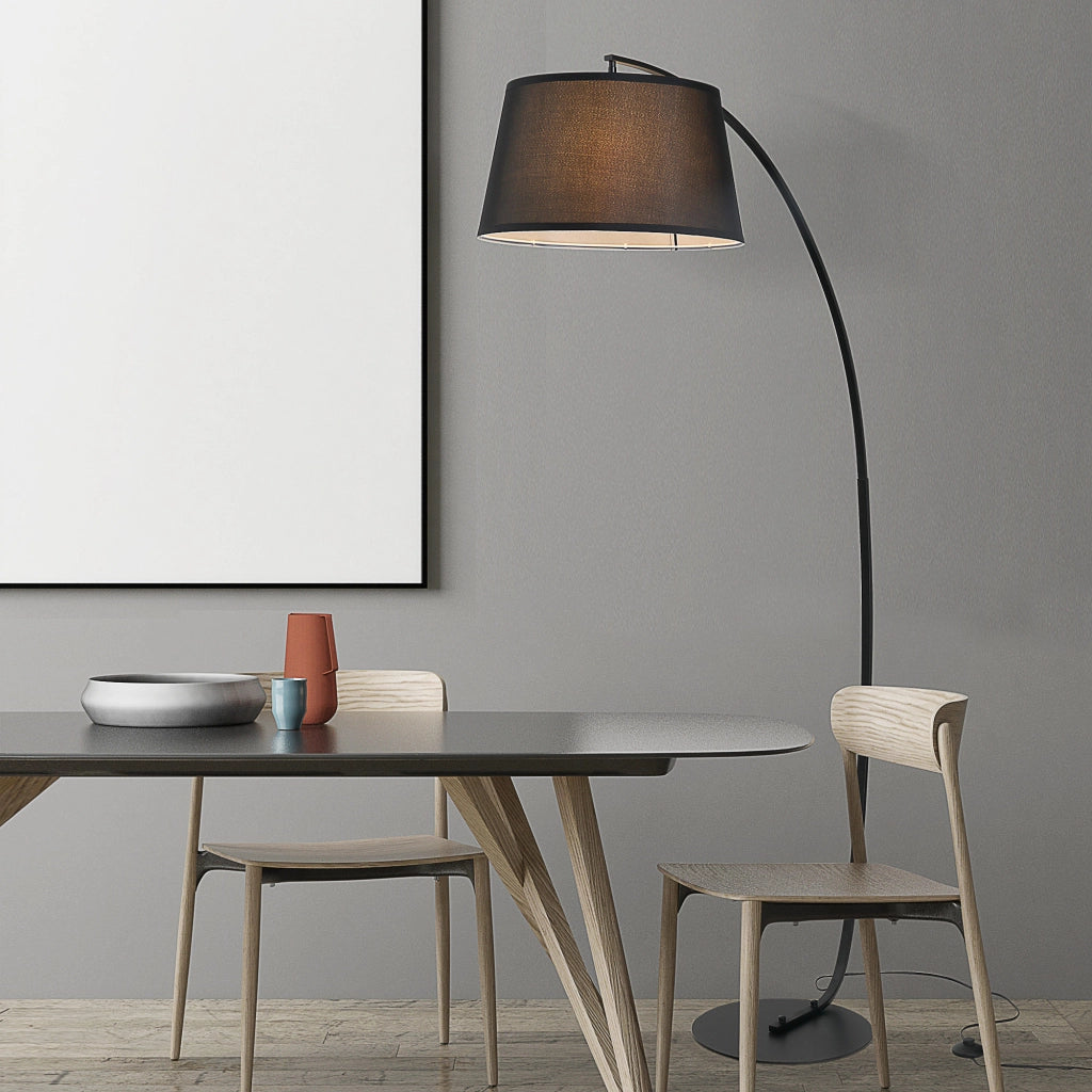 Lampada da terra ad arco ¨C zephmum ¨C metallo lin nero