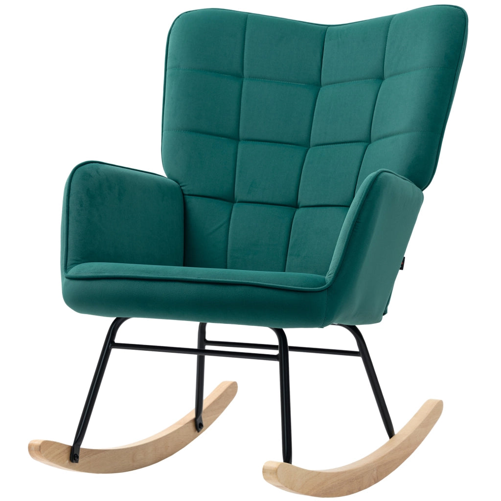 Poltrona a dondolo ¨C Zephmum ¨C Veluto, struttura in acciaio, 71x98x101 cm, Verde