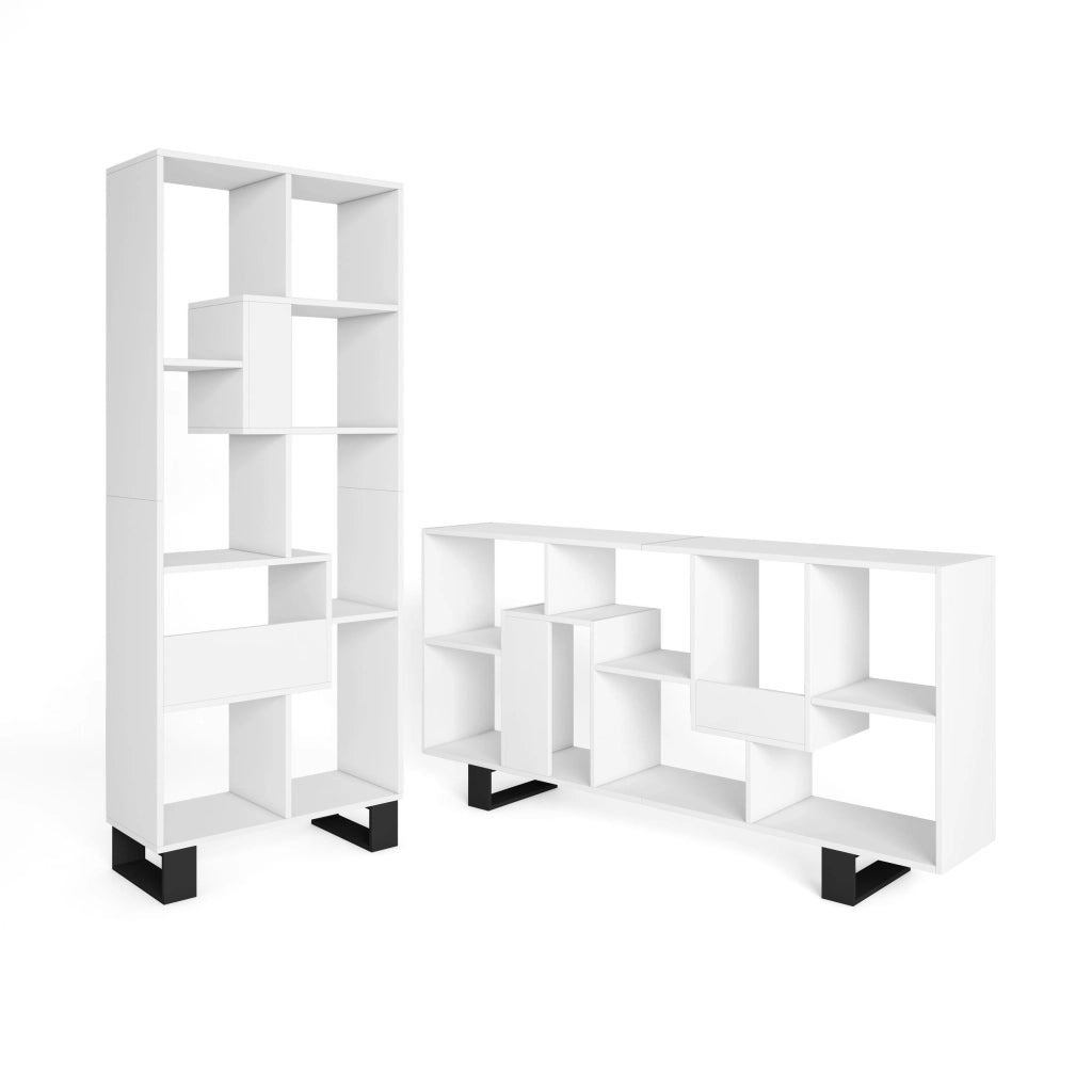 Libreria scaffale, 174x67x31, Design industriale, Bianco RF4126
