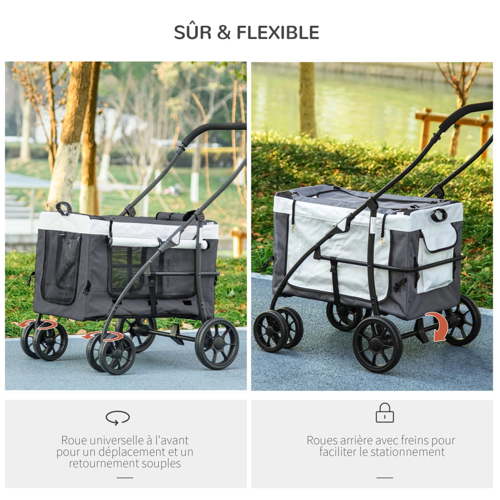 Trasportino per Animali Pieghevole ¨C Minimal ¨C Grigio 81x58x97.5 cm