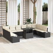 Set Divano da Giardino 11 pcs Nero Poly Rattan 3357990