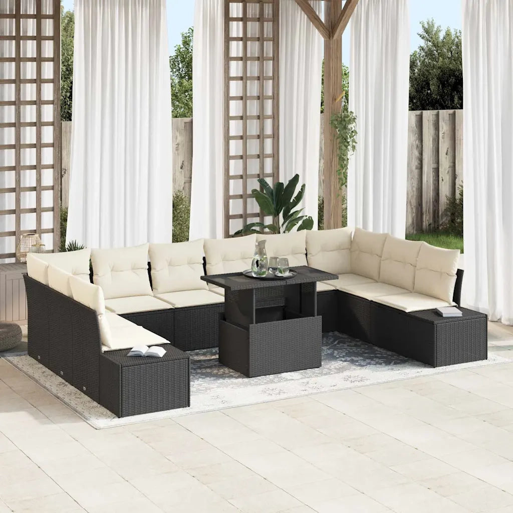 Set Divano da Giardino 11 pcs Nero Poly Rattan 3357990