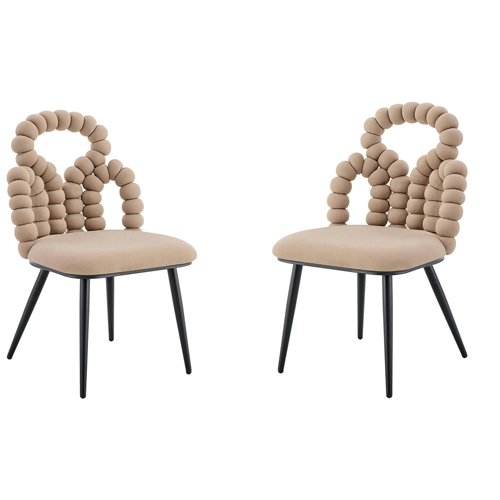 Set 2 sedie da pranzo - Xylo - velluto camel gambe nere