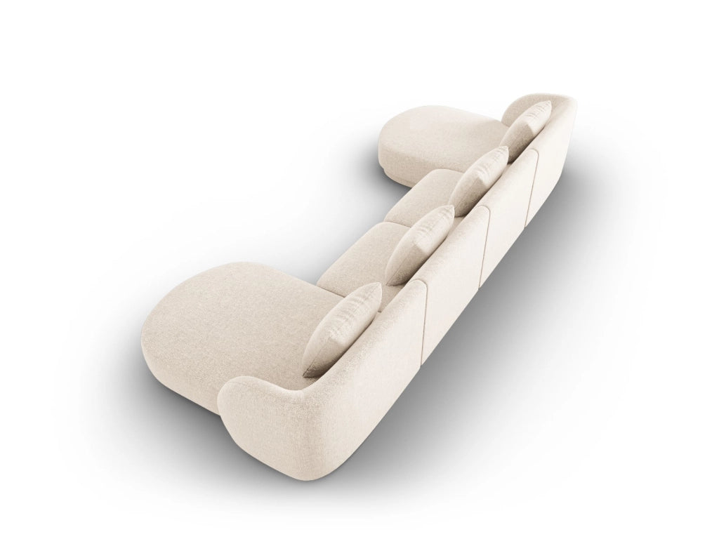 Cosmopolitan Design - Divano panoramico "Tulum" 5 posti in ciniglia beige chiaro 