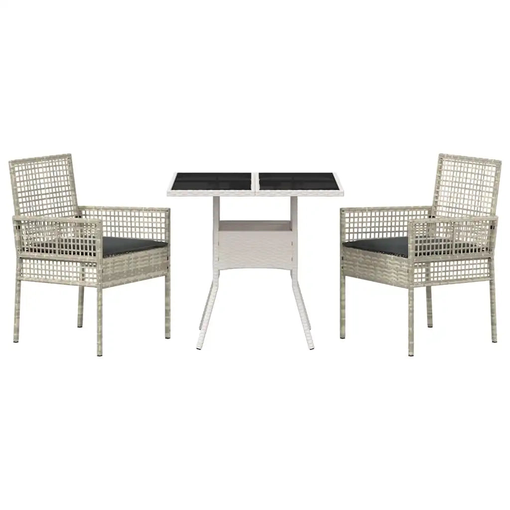Set da Pranzo per Giardino 3 pcs Grigio chiaro polyrattan 3334933