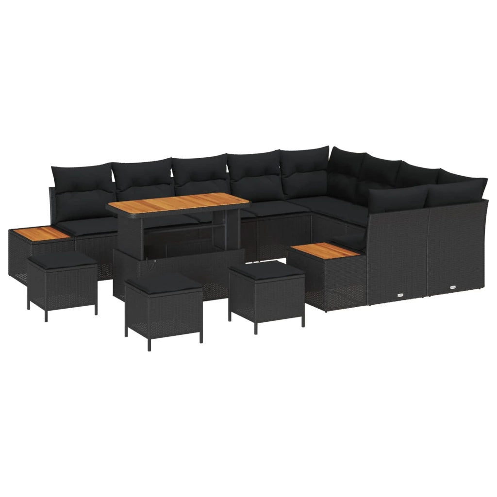 Set Divano da Giardino 13 pcs Nero polyrattan 3362959