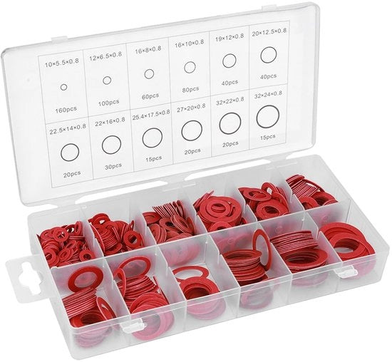 Dichtimenti in Vulcanfiber - 600 Stuks - Isolazione di Alta Qualità - Rosso - Dichtimenti Resistenti - Adatti a Varie Applicazioni - 23 x 10 x 3 cm