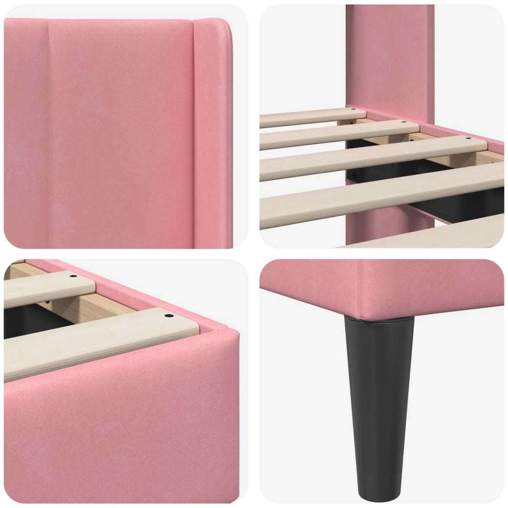 Struttura del letto con testiera Rosa 140 x 190 cm Velluto 42027506