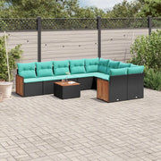 Set Divani da Giardino 10 pz con Cuscini Nero in Polyrattan 3227989