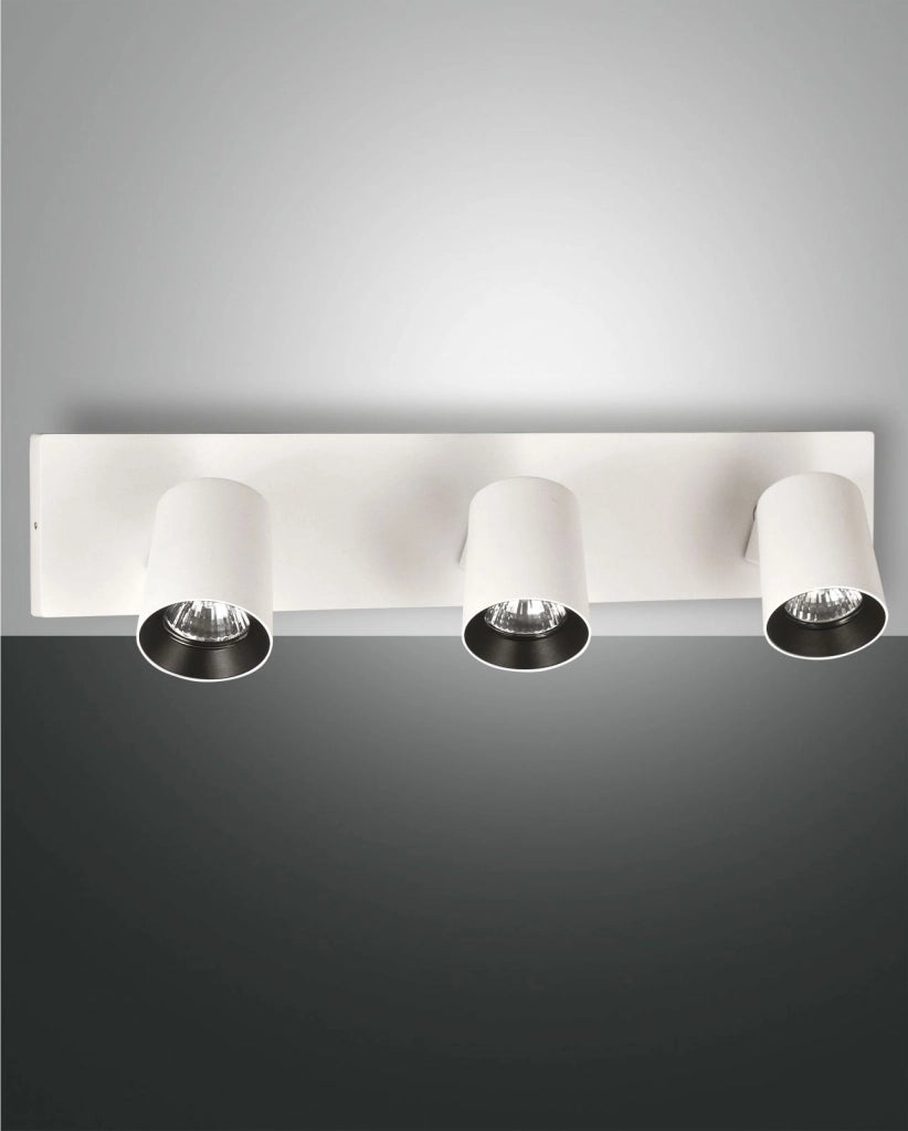 MODO  SPOT BIANCO 3 LUCI ALLUMINIO SPAZZOLATO ORIENTABILE  ATTACCO GU10 IP20