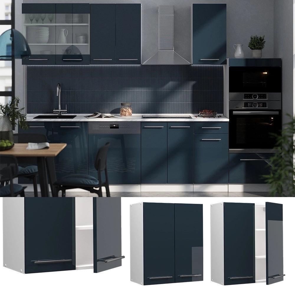 Pensile da cucina Fame-Line Blu scuro lucido/Bianco 60 cm Vicco