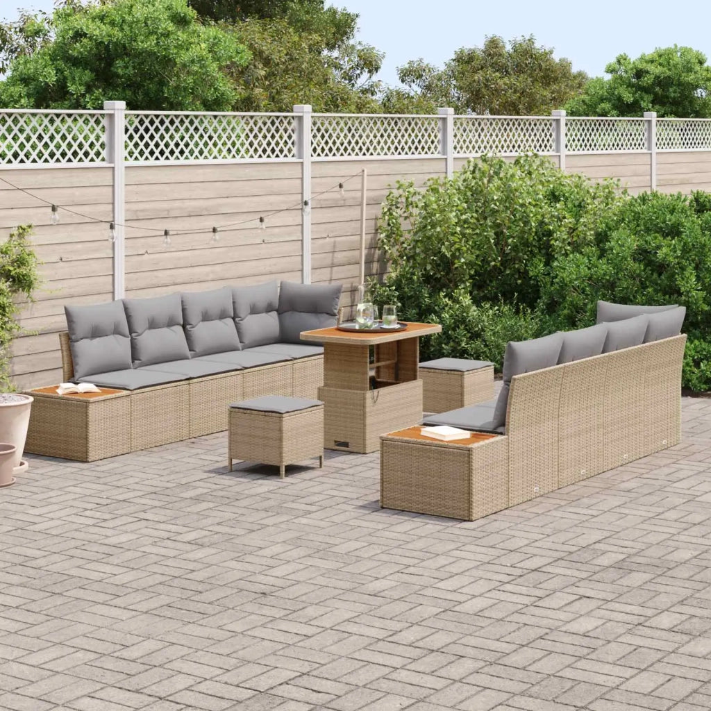 Set Divano da Giardino con cuscino 11 pcs Beige e Grigio Chiaro 3363282