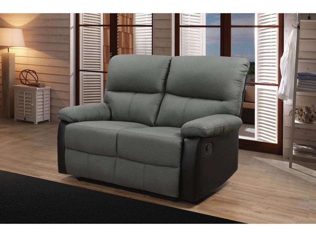 Divano "Lincoln" - 147 x 89 x 103 cm - 2 posti a sedere - Nero / Grigio scuro