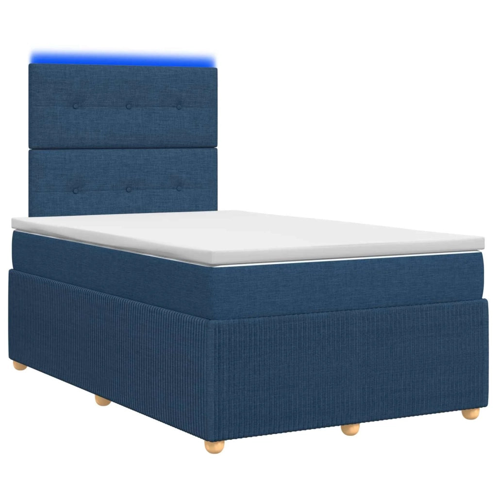 Letto Box Spring LED con Materasso Blu 120 x 190 cm Tessuto 3455817