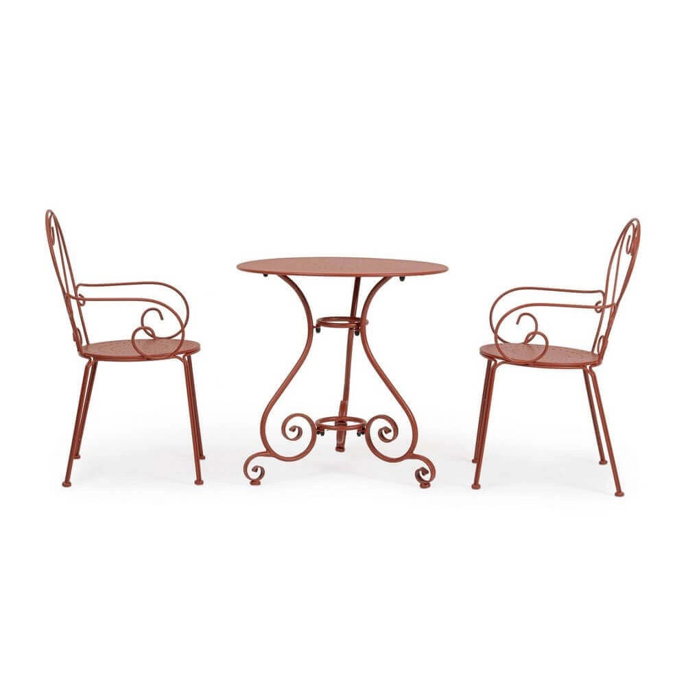 Tavolo Rotondo Acciaio Rosso Rustico da Esterno 70 cm - JENARIS