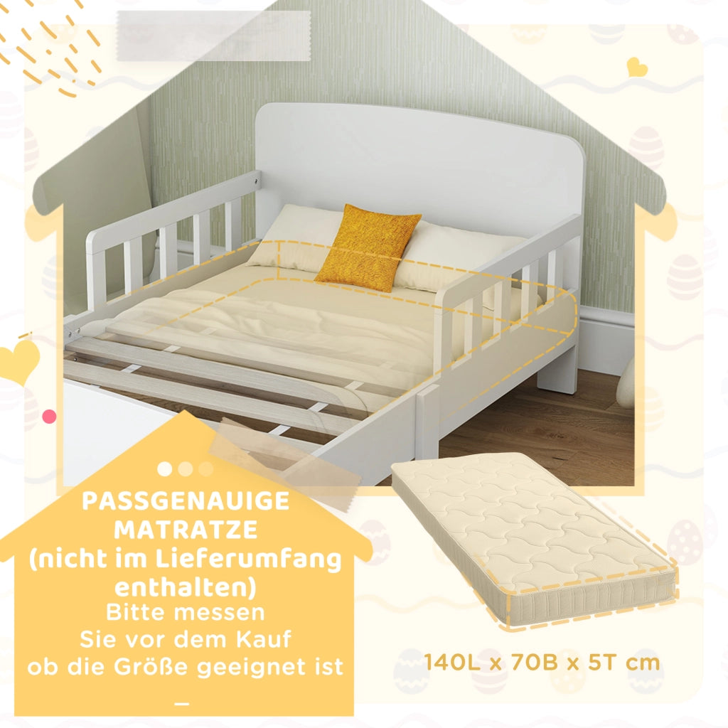 Letto per bambini con sponde di sicurezza ¨C Minimal ¨C MDF, bianco, 90x200 cm