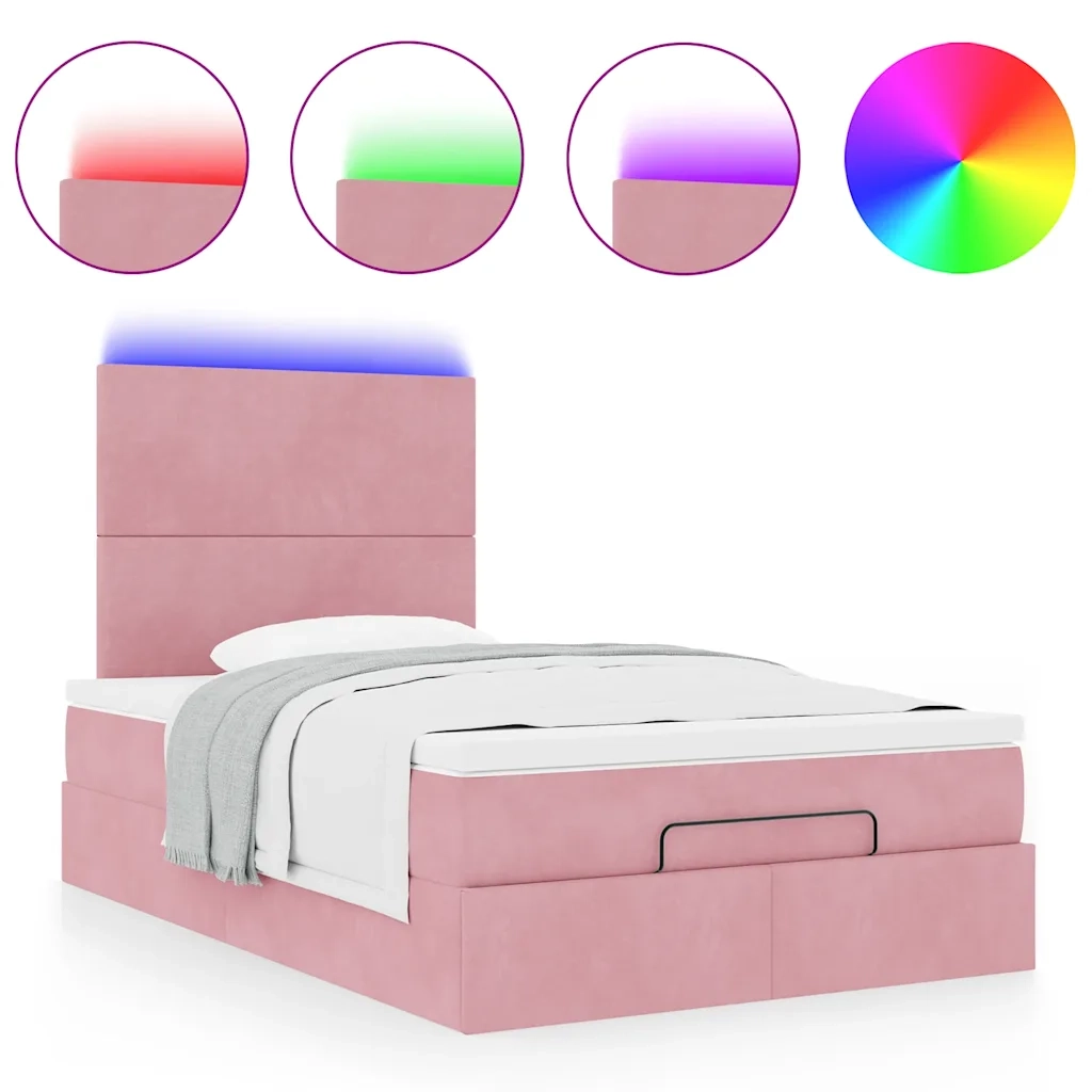 Struttura Letto Pouf con Materassi Rosa 120x190 cm Velluto 3314239