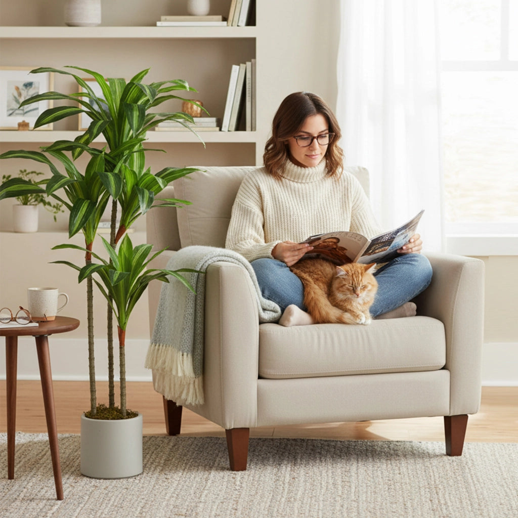 Albero Dracaena Artificiale ¨C Xylo ¨C 120 cm con Vaso Bianco