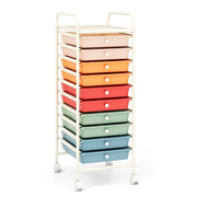 Carrello cassettiera multiuso con 10 cassetti da cucina, Contenitore con ruote a 10 ripiani per bagno Colorato 2