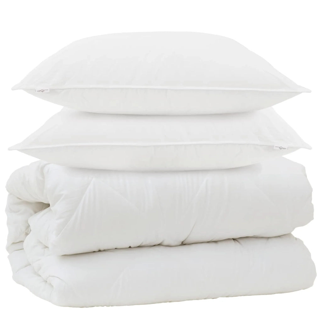 Piumone | Duvet con Cuscini con cuscino 3 pz Bianco Microfibra