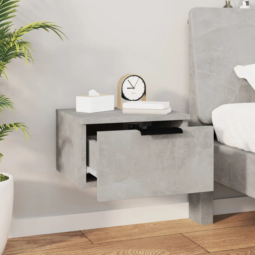Comodini a Muro 2 pz-Set di 2 Tavolino da notte Grigio Cemento 34x30x20 cm