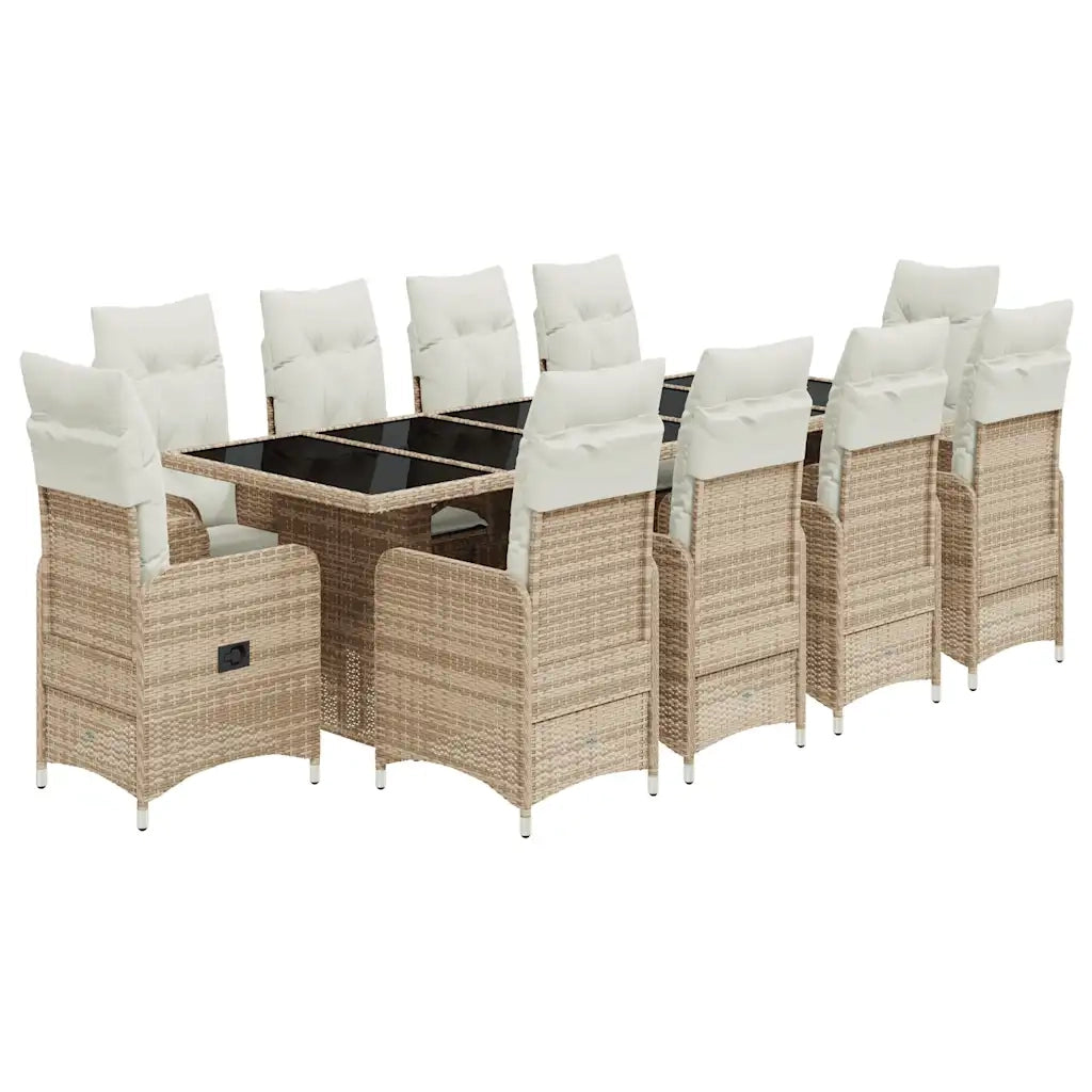 Set Bistrò da Giardino 11 pz con Cuscini in Polyrattan Beige 3277287