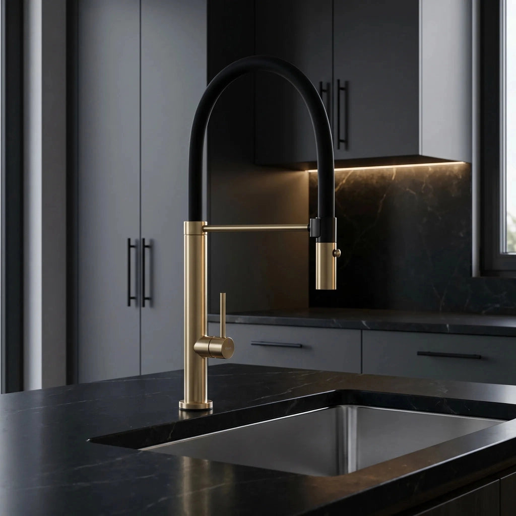 Rubinetto Da Cucina Rea Viera Gold Brush