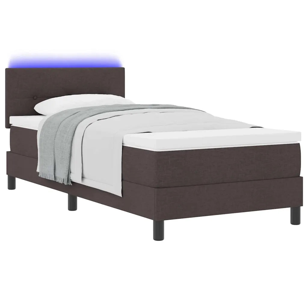 Letto a molle con materasso Marrone Scuro 100 x 200 cm Tessuto