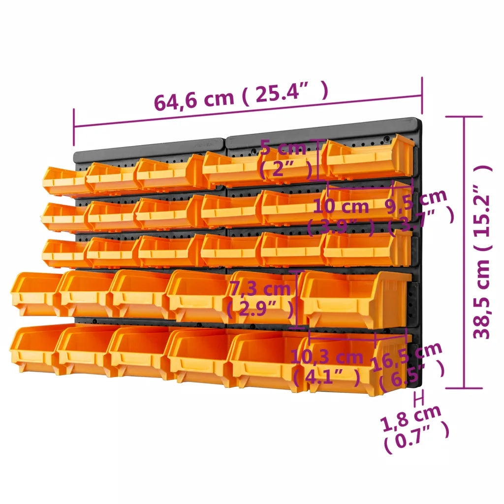 Kit Contenitori 32 pz con Pannelli a Parete Giallo e Nero 151832