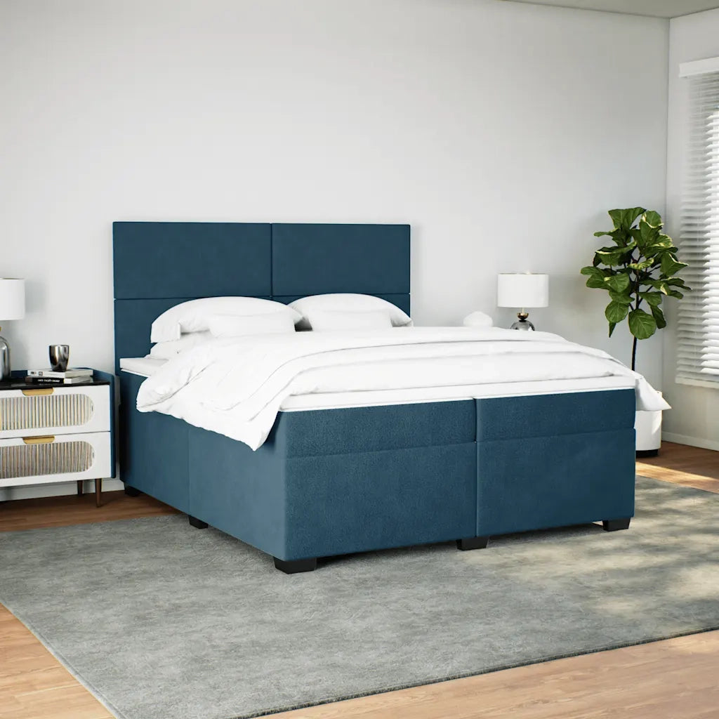 Giroletto a Molle con Materasso Blu 200x200 cm in Velluto 3293300