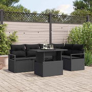 Set Divano da Giardino con archiviazione 6 pcs Nero Poly Rattan