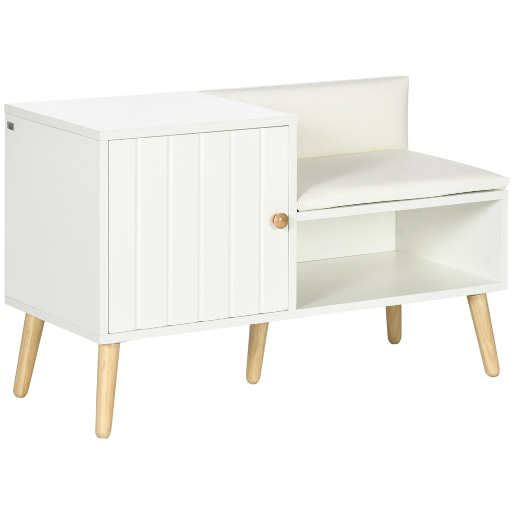 Scarpiera con Seduta Imbottita e Armadietto ¨C Zephmum ¨C Bianco 80x33x49
