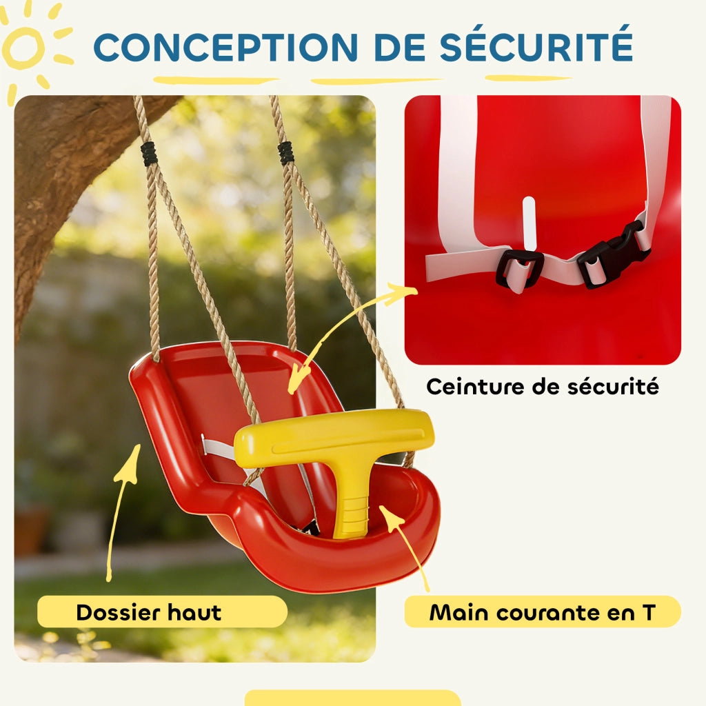 Altalena per bambini ¨C Minimal ¨C rosso e giallo