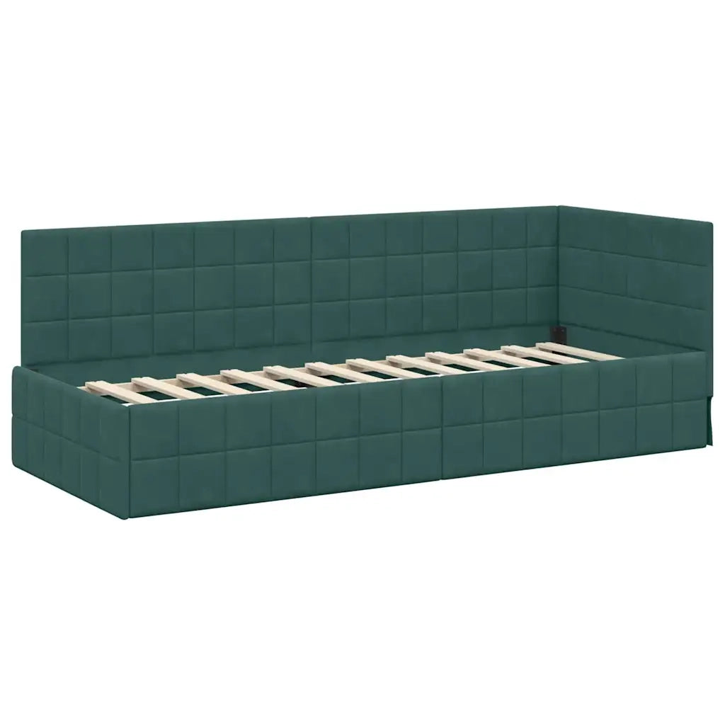 Struttura Letto Angolare con Materasso 2 pcs Verde Velluto