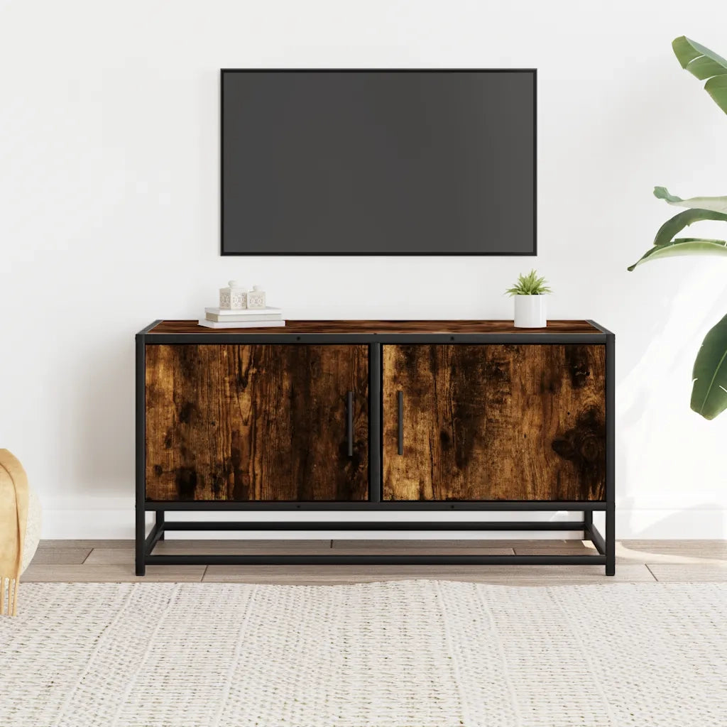 Mobile TV | Armadietto TV | Mobile Porta TV Rovere Fumo 80x34,5x40 cm Legno Multistrato e Metallo